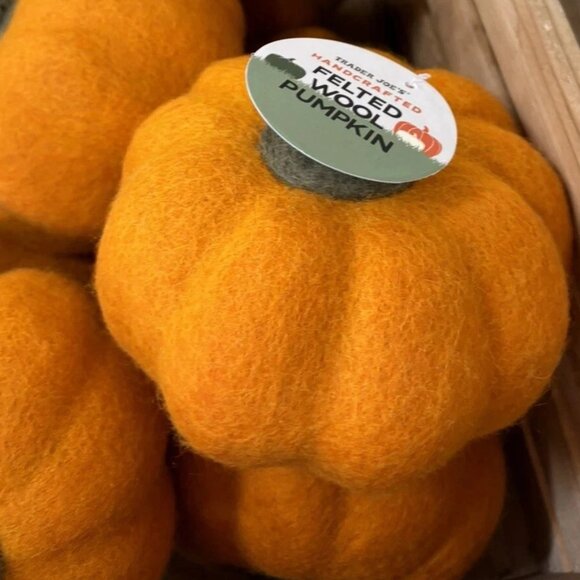 NWT Trader Joe’s Handcrafted Felted Wool Orange Pumpkin NEW Fall 2025 - Picture 5 of 5